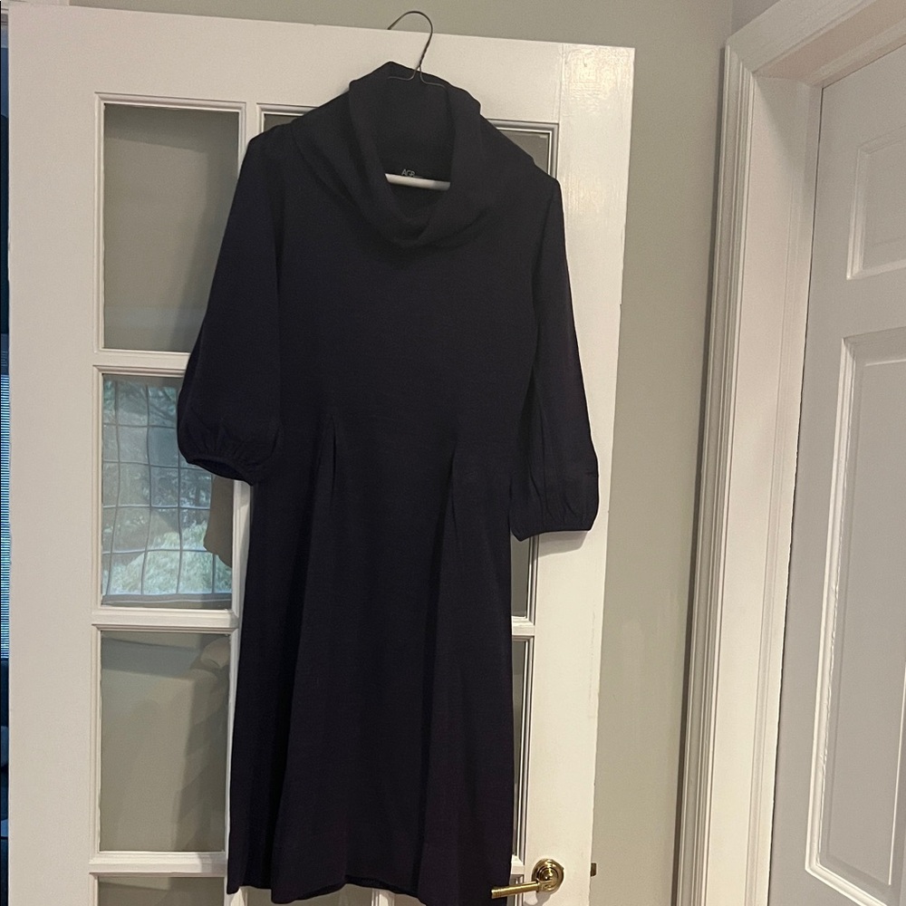 Elegant Purple Cowl Neck Sweater Dress